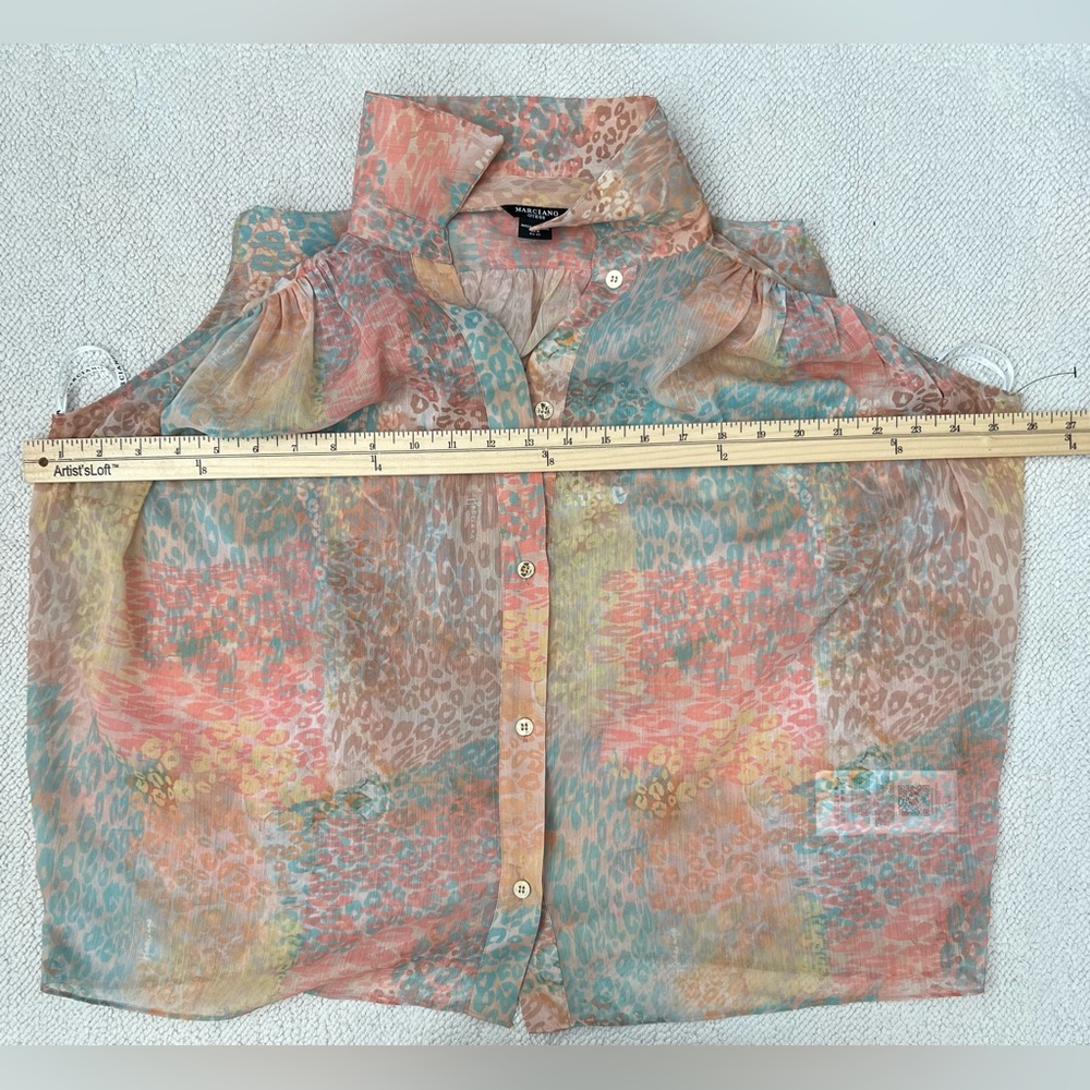 GUESS By Marciano Semi-Shade Maculage Sleeveless Top | Multicolor Size: M/6 - Picture 15 of 16